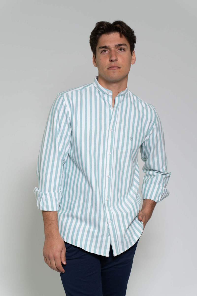 CAMISA TIRILLA DE RAYAS AZUL