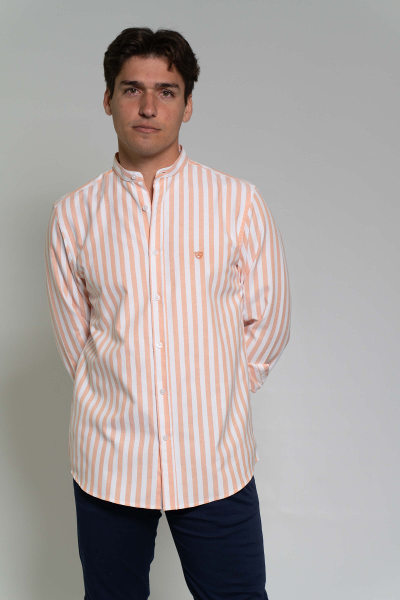 CAMISA TIRILLA DE RAYAS NARANJA