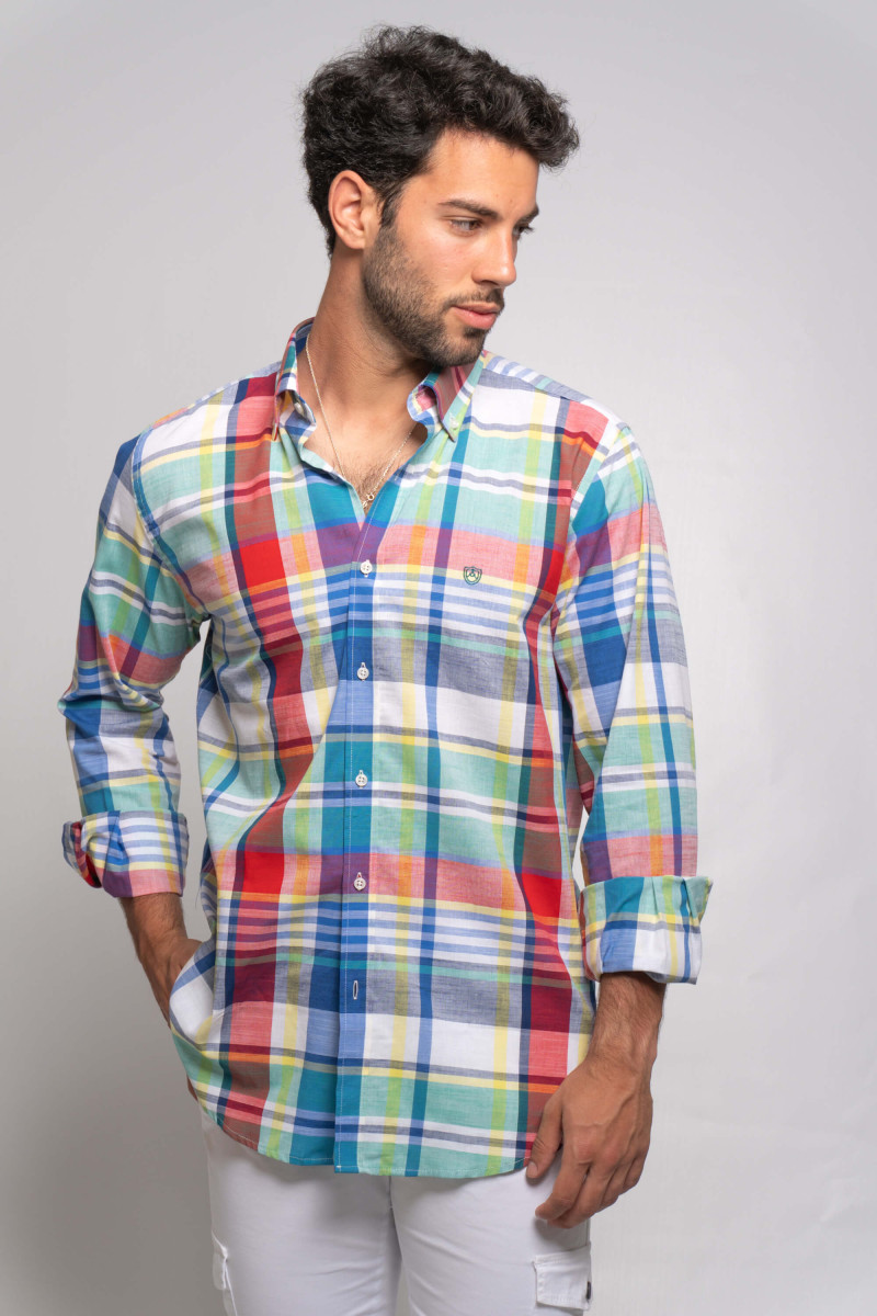 CAMISA MULTICOLOR CUADRO LINO