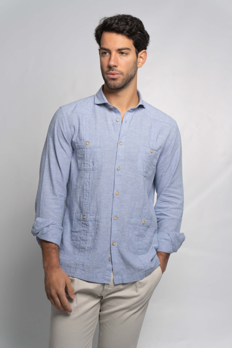 CAMISA GUAYABERA CELESTE