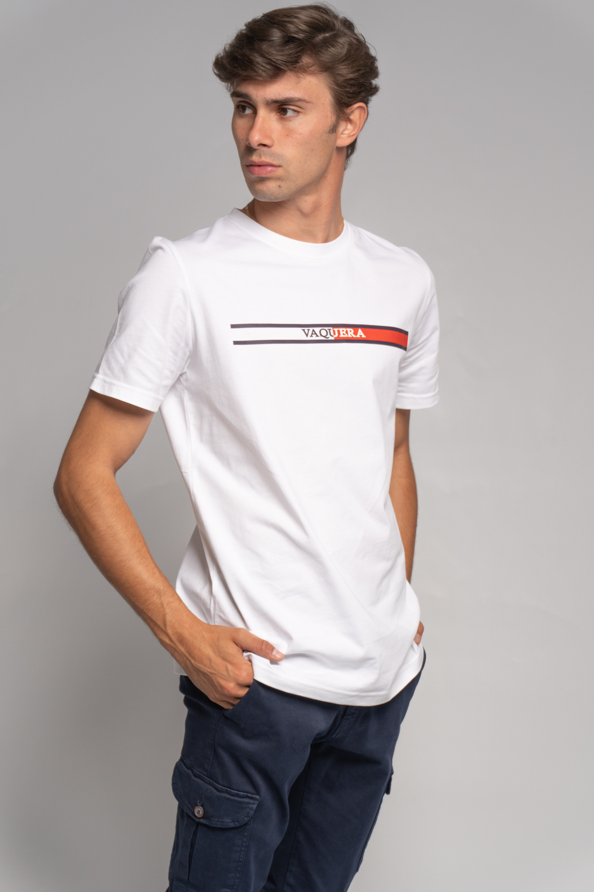 CAMISETA LINEAS VAQUERA BLANCA