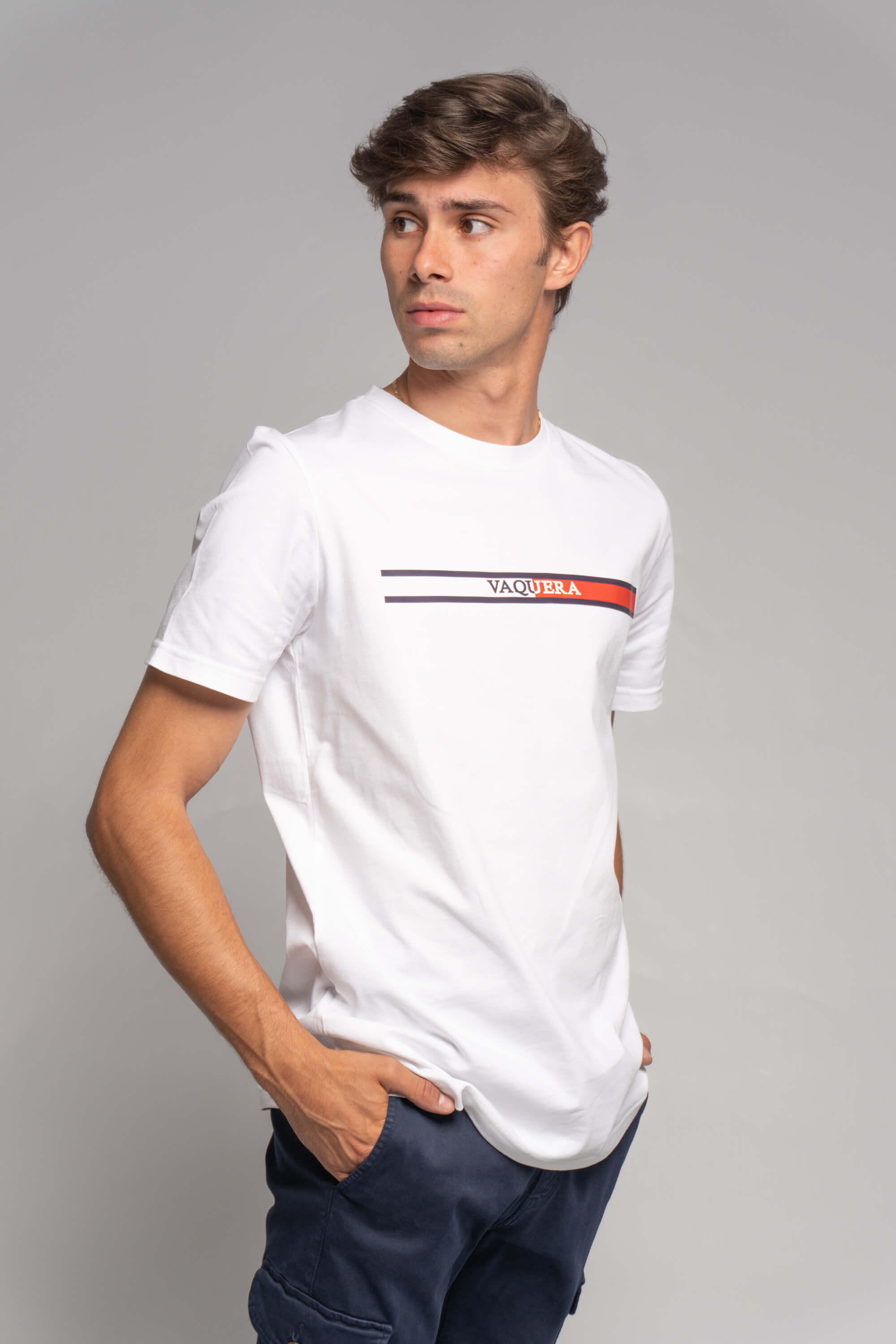 CAMISETA LINEAS VAQUERA BLANCA